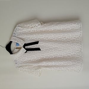Cece Woman's Cream Lace Bow Tie Blouse- Size XL- New!